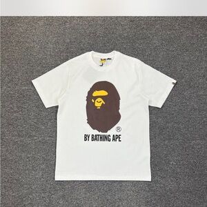 Bape White Tee with Brown and Yellow Ape Graphic